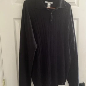 Geoffrey Beene Sweater Herren XL Pullover schwarz Quarter Zip WEICH Acryl - Bild 1 von 3