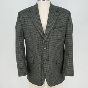 Chaps Ralph Lauren Sport Coat Mens 44S Gray Houndstooth Plaid Jacket Lined Vtg - Picture 1 of 18