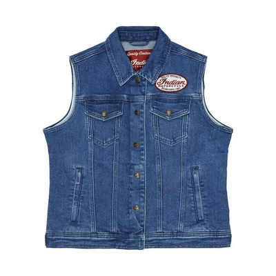 Indian Motorcycle Women's Portland Denim Vest, Blue - Image 1 of 4