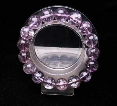 12.2mm Natural Purple Ah Seiche Amethyst Crystal Bangle Bracelet Handmade - Image 1 of 4