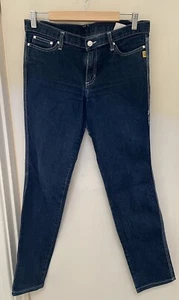 Bettina Liano Dark Blue Jeans With Gorgeous Side Stitching & Distressed-Size 32 - Picture 1 of 11