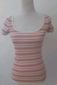 Ralph Lauren Size XS 4 6 Ribbed Knit Cotton T Shirt Tee Tunic Striped Top Red - Picture 1 of 15