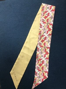 Coach Pink and Yellow Twilly Scarf Pre-Owned - Picture 1 of 2