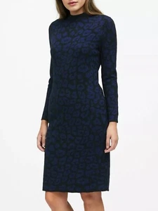 NEW BANANA REPUBLIC leopard print metallic stretch knit sweater dress size Small - Picture 1 of 8