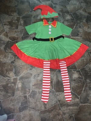 Ребенок девочек Рождество эльф костюм карнавальный костюм Xmas вечеринки косплей наряды комплект, новый - Изображение 1 из 4