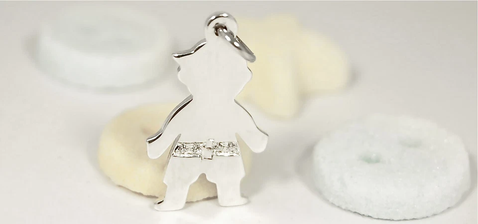 Bimbo ciondolo argento 925 cubic zirconia pendente collana girocollo bambino - Immagine 1 di 3