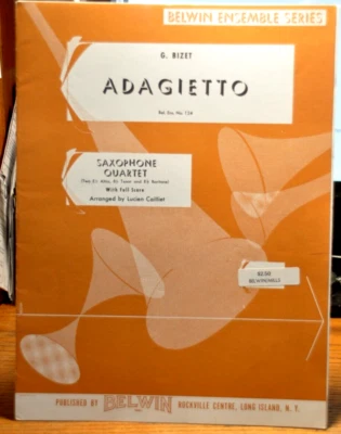 Adagietto SAXOPHONE QUARTET Belwin Ensemble Series Sheet Music Full Score - Image 1 of 3