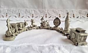 Coca Cola Coke Train Car Engine Caboose Railroad Set 7 Figurines 95 Fort Pewter - Picture 1 of 16