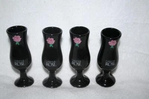 Tequilla Rose Black Porcelain Shot / Cordial Vase Glasses Set of 4 Brand New - Picture 1 of 4