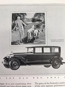 Packard Autoobile Vtg 1926 Print Ad Lady Walking Dogs Advertising Art - Picture 1 of 4