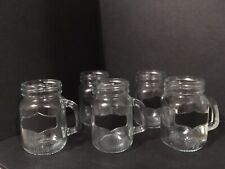 Glass Mini 3”in Mason Jar Mugs with handles Chalkboard Label 4 Fl Oz lot of 5