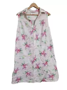 Peter Alexander Size L Pink Floral Grey Stretch Midi Sleeveless Nightie Shirt - Picture 1 of 6