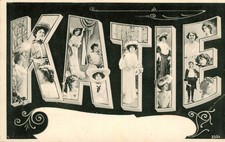 KATIE - LARGE NAME - POSTCARD 1912