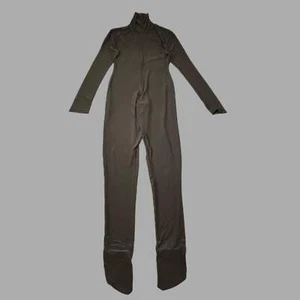 NORMA KAMALI Slim Fit Turtleneck Catsuit w/ Footsie Women's Sz S/36 Chocolate - Picture 1 of 13