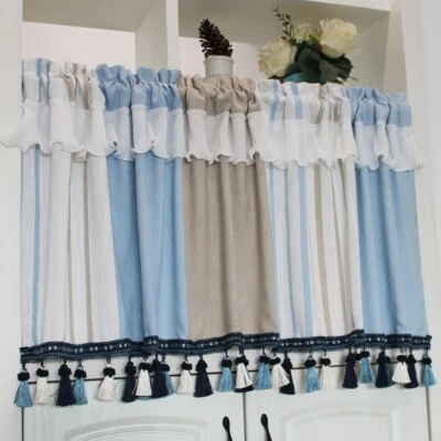 Village Falbala Media Cortina Corta Cenefa Borlas Recortes Hogar Cocina Persianas Hágalo Usted Mismo Foto 1 de 4