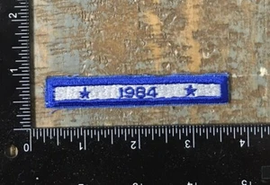 Vintage 1984 Year Date Birthdate Event Embroidered Tab Patch Stars Blue/Gray - Picture 1 of 2