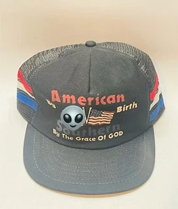 Vintage Three Stripe Hat Southern / American Flag Black Mesh Trucker Cap - Picture 1 of 5