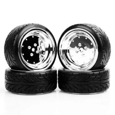 4PCS RC 1/10 Flat Drift Tire&Wheel Rim For HPI HSP RC 1/10 on Road Car 12mm Hex - Image 1 of 4