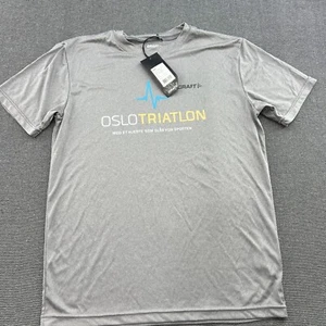 CRAFT Mens Shirt Medium Running Gray Short Sleeves Quick Dry Marathon - Picture 1 of 9