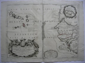 Cabo Verde Kapverdische Inseln Afrika altkolor Orig Kupferstichkarte 1677 - Picture 1 of 5