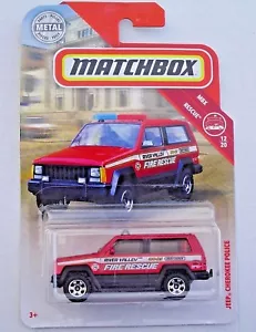 *Jeep Cherokee Police. River Valley Fire Rescue. 2019 Matchbox 51/100 FYR17. - Picture 1 of 9
