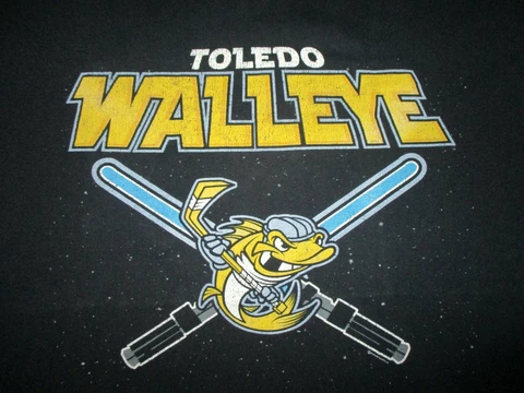 TOLEDO WALLEYE STAR WARS NIGHT T SHIRT Minor League Hockey Light Saber Spike LG Cover