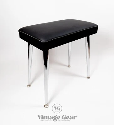 MARKENLOS Genuine Leather Wurlitzer 200 series Piano BENCH with Legs and Plates - Black