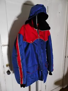 Vtg 70s Streetwear Larsen Olson Puffer Jacket Snap On Hood Colorblock Men Sz XL - Picture 1 of 9