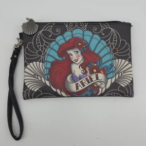 Disney Loungefly Ariel Wristlet Tattoo Pinup Style Little Mermaid Shell Zipper - Picture 1 of 11