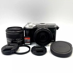 Canon EOS M6 ZOOM LENS EF-M 22mm F2 STM/15-45mm F3.5-6.3 From Japan - Picture 1 of 10
