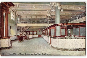 Postal vintage Bank Interior German-American Trust Co Denver, CO 1910 - Imagen 1 de 2