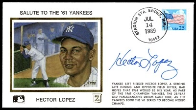 Hector Lopez Signed FDC Envelope AUTO '89 Cachet MLB Yankees/Athletics (d.2022)! - Image 1 of 2