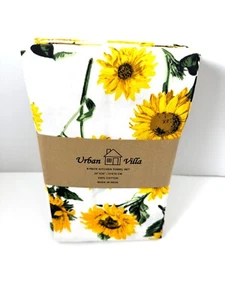 SET 6 Kitchen Towels Sunflower Print Multi Color Premium Quality 100% Cot... - Picture 1 of 6