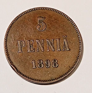 * Finnland * 5 Penniä * 1898 * Kupfer * Kaiserreich Nikolai II * Cond.1+ * - Bild 1 von 2