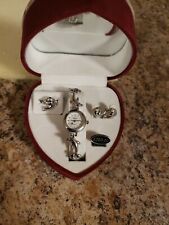 Jaivinchi ladies watch earrings ring combo  heart box Silver dolphins stainless
