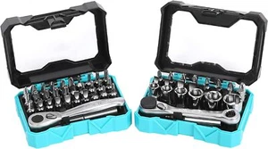 DURATECH 56pcs 1/4" Ratchet Wrench&Screwdriver Bit Set 72/60Tooth w/ Bit Sockets - Picture 1 of 10