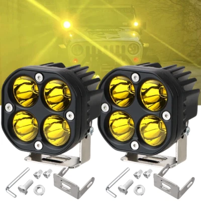 Par de luces de trabajo aptas para Polaris RZR XP 4 1000 Turbo RZR 900 3" LED amarillas  Foto 1 de 4
