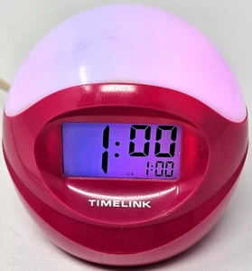 Timelink Modelo #88033 Esférico Color Cambiante Bola Reloj Despertador Noche Luz Rosa - Imagen 1 de 7