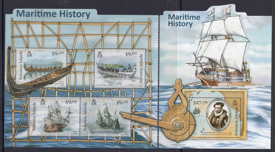 Solomon Islands: MUH Mini Sheet Set: 2012 Maritime History Boats Shipping - Image 1 of 1