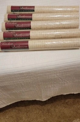 5 Vymura Inspirations Mosaic Tile Pre Pasted Vinyl Wall Paper Tan/Cream 11 yards - Image 1 of 4