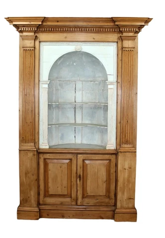 Antique American Federal Oak Corner Cabinet w/ Painted Interior 19C Farmhouse Cover