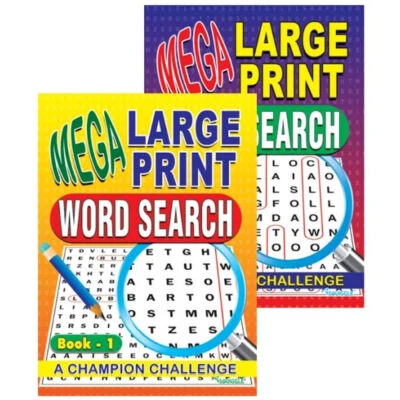Mega Large Print Word Search Books - 2 Pack Adults Hard Travel Puzzle Activity - Image 1 of 3