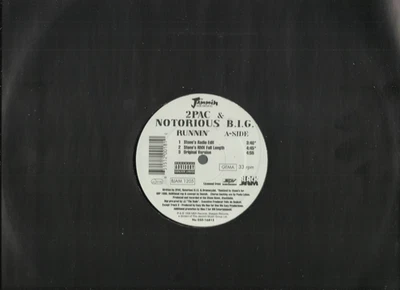2PAC & NOTORIOUS BIG runnin 1998 12" vinyl record RARE 5-track REMIXES jammin - Image 1 of 3