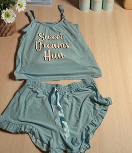 Damen blau Babydoll Dessous Nachtwäsche Nachtwäsche Gr. Large zweiteiliges Set bequem - Bild 1 von 13