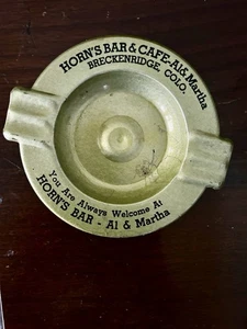 Vintage Blech Werbung Aschenbecher, Hörner Bar und Café, Breckenridge, Colo. 1940’s - Bild 1 von 4