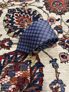 Mens Brioni Geometric Floral Blue and Purple Pure Silk Made in Italy Necktie - Picture 1 of 5