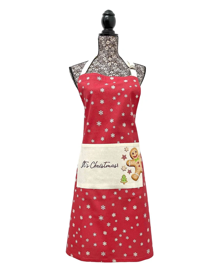 BEAM FEATURE Christmas Gingerbread Apron One Size Adult Baking Cooking Kitchen Linen