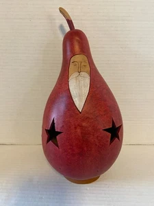 Christmas Hand Carved & Painted Santa Gourd Meadowbrooke Gourds USA - Picture 1 of 3