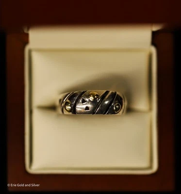 Anel modernista abstrato cúpula prata esterlina 18k John Atencio - TAMANHO 10,5 - Imagem 1 de 4