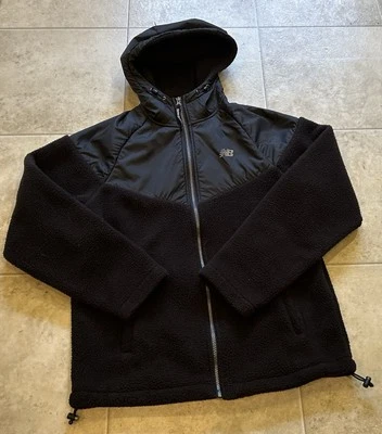 New Balance Jacket Coat Mens Small Black Hooded Fleece Zip Up Pockets Casual - Image 1 of 4